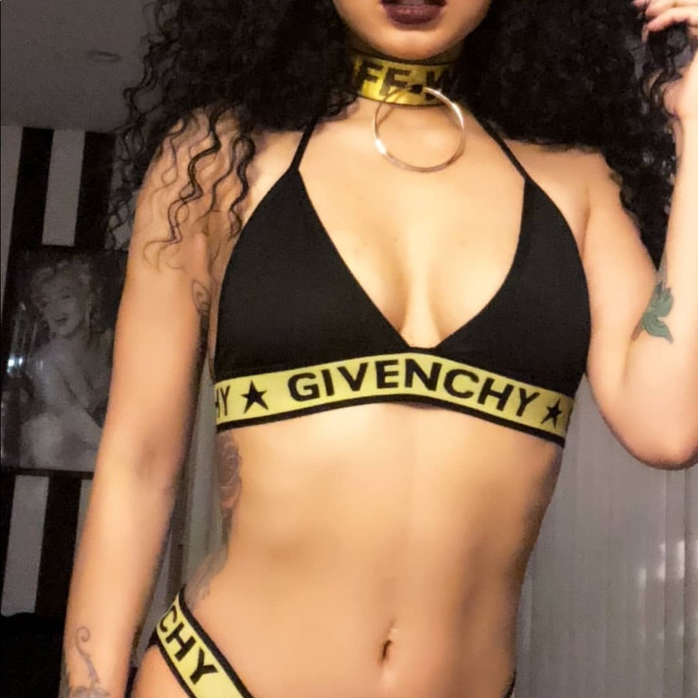 Yellow and black Givenchy style bikini